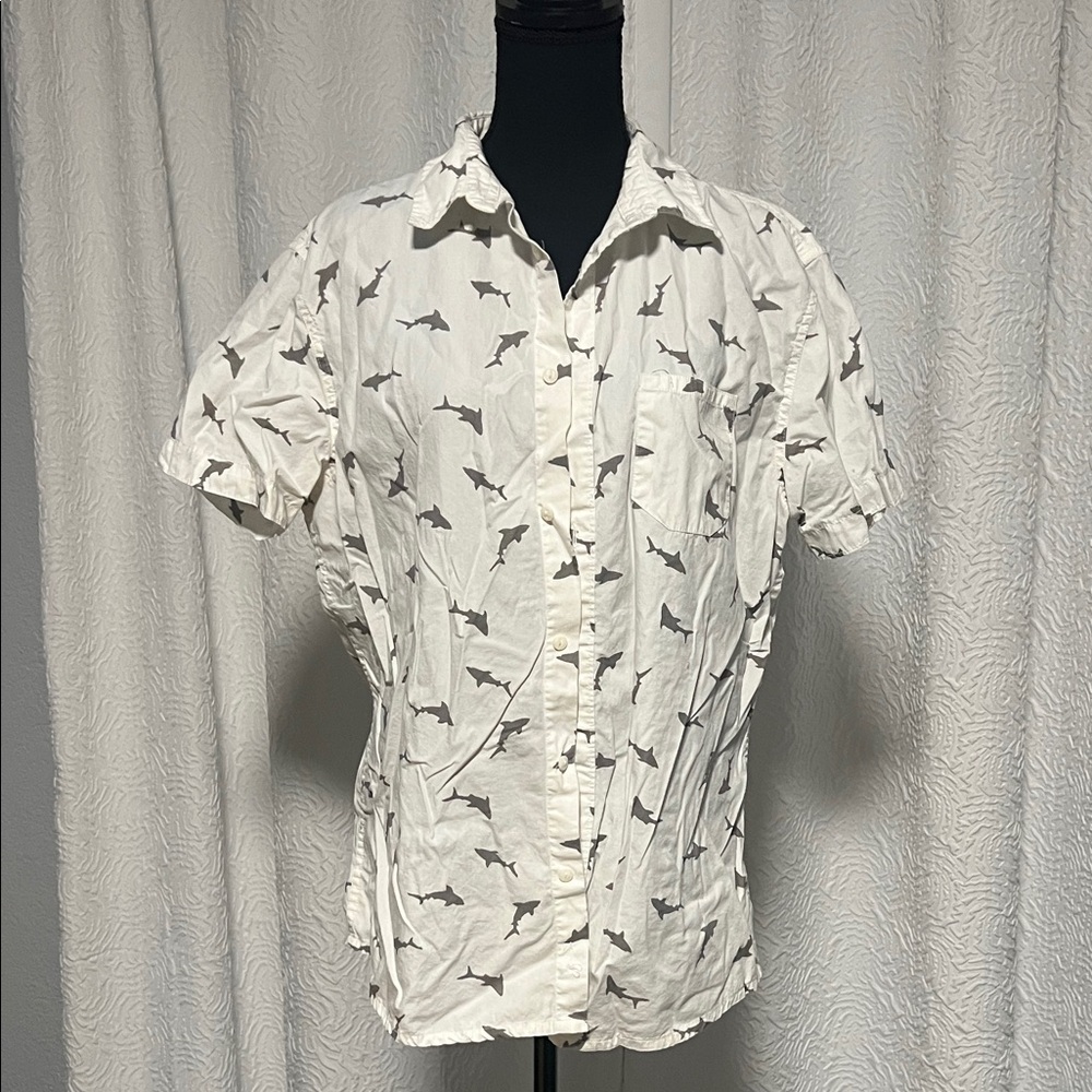 Hang Ten White Shark Pattern Kids Shirt